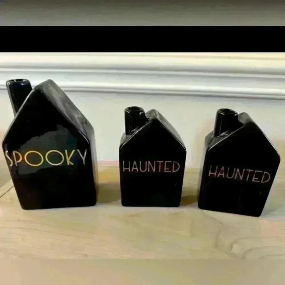 Halloween SPOOKY Bud Vase Set  Black Joann Place &‎ Time